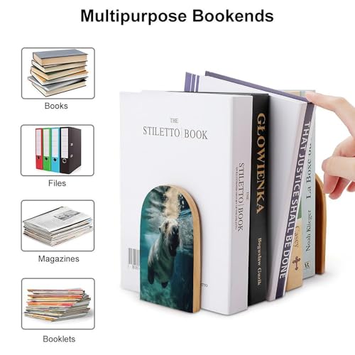 Sujetalibros de madera para estantes con tapón de libros resistente y moderno 4
