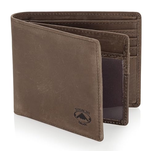 Image of Stealth Mode Leather Bifold Wallet for Men With ID Window and RFID Blocking
