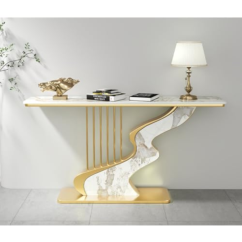 狭いコンソールテーブル、ソファ後ろの金属製ベースの廊下用テーブル、リビングルーム用の厚みのあるカウンタートップ付き豪華なポーチデスク(Gold A,100x30x80cm)
