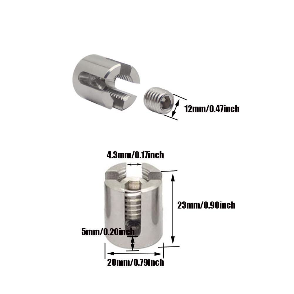 XXHong 316 Acciaio Inossidabile Fascette per Cavi Cavi Cavi Ringhiera Cavo Filo Croce Clip per 1/8 "Corda 20 Pz