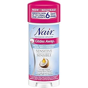 Nair Glides Away Sensitive Formula Hair Remover for Bikini, Arms & Underarms with 100% Natural Coconut Oil plus Vitamin E, 93-g