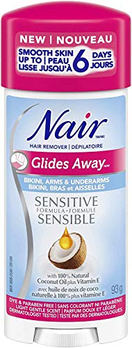 Nair Glides Away Sensitive Formula Hair Remover for Bikini, Arms & Underarms with 100% Natural Coconut Oil plus Vitamin E, 93-g