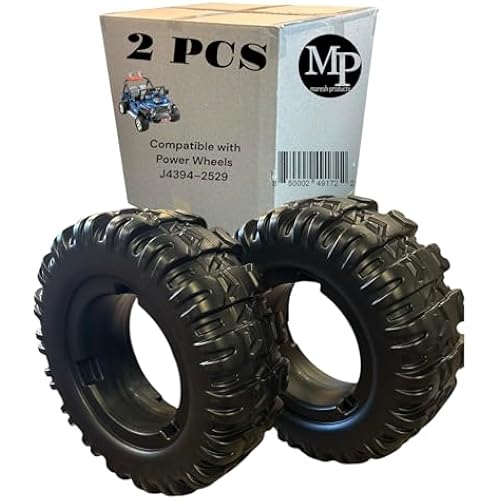 MP Maresh Products Replacement for Power Wheels J4394-2529 Wheel 2-Pack Compatible with Jeep Hurricane & Ford F-150 Raptor Ride-On Toys – Front or Rear Tires – Black Plastic 12V Ride-On Wheels