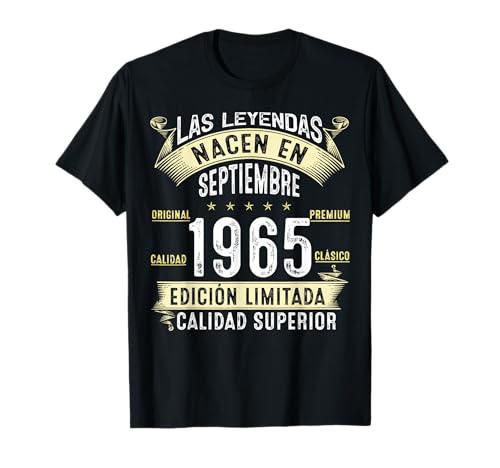 60 Años Cumpleaños Las Leyendas Nacen en de Septiembre 1965 Camiseta 60 Años Cumpleaños Las Leyendas Nacen en de Septiembre 1965 Camiseta
