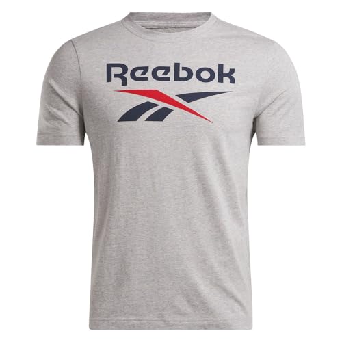 Reebok Identity Big Logo tee T-Shirt, MGREYH/VECNAV/VECRED, L Men's