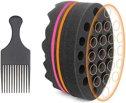 Curl Twist Hair Sponge Big Holes Brush Double-Sided Comb for Afro Hair Pick