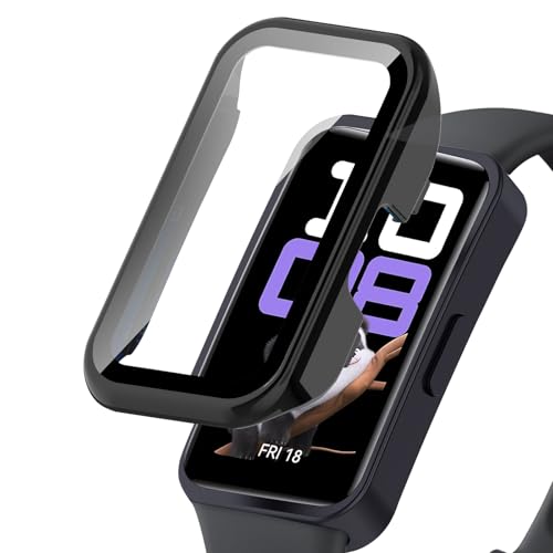 Image of For Huawei Band 10 /9 /8 Protective Case, Lightweight, PC + Tempered Glass Cover, 9H Hardness, Easy Installation, All-in-One Protection, Scratch Resistant, Shock Resistant, HD High Transmittance