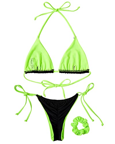 Image of MOSHENGQI Women Sexy Brazilian Bikini 2 Piece Spaghetti Strap Top Thong Swimsuit Bathing Suit