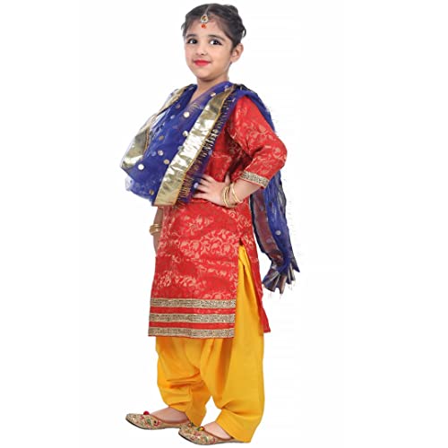 Image of ITSMYCOSTUME Punjabi Patiala Suit for Girls|Punjabi Giddha /Baisakhi /Bhangra Dance Costume for Girls