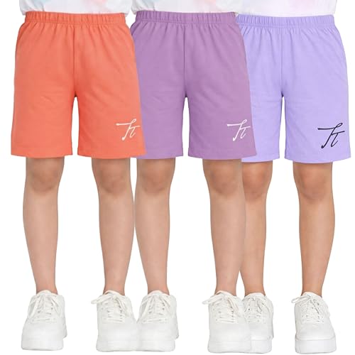 Image of TotzTouch Shorts for Kids Girls Pack of 3 | Summer Cotton Shorts| Kids Casual Cycling Shorts