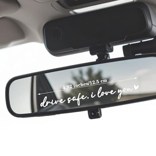 Image of 3Pcs Rearview Mirror Decal Car Window Decals For Women Auto Stickers Accessories Valentines Day Gifts Drive Safe, I Love You Water Bottle Stickers Suitable for Motorcycle Bumper(White)