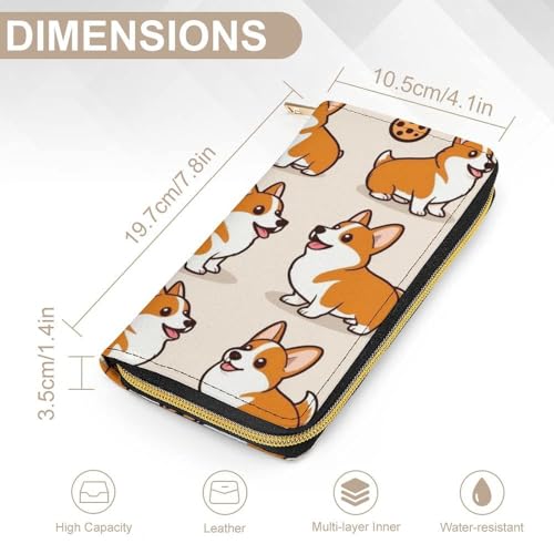 Women's Cute Decor Wallet, Long PU Zipper Wallet, Travel Purse Fashion Design, Huge Storage Capacity Purse Cute Corgi And Cookie2
