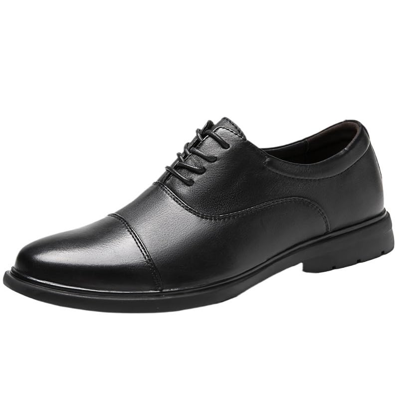 Formal Shoes for Men Lace-up Wingtip Wedding Prom Wedding Anti-Slip Rubber Sole Block Heel Casual Vegan Leather