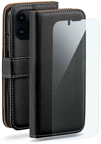 Étui iPhone 13 Pro Max moex en simili cuir noir avec porte-cartes et film