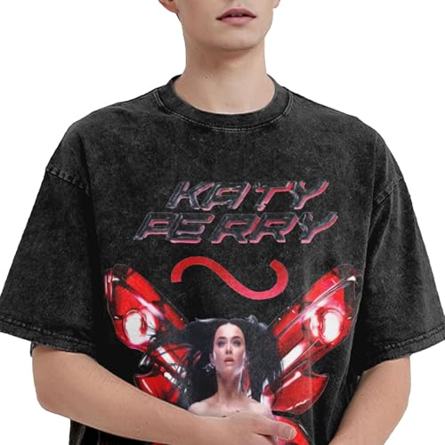 Mens Womens Katy Music Perry T Shirt Vintage Oversized Short Sleeve T Shirt for Men Women Loose Tee T-Shirts Tops Small
