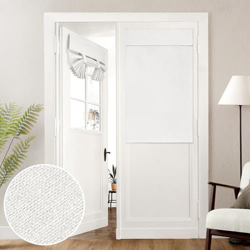 HOMEIDEAS 100% Linen Blackout French Door Curtains, Privacy Door Window Curtains, 26 X 40 Inch Room...