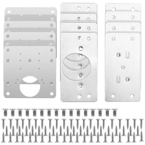 Jasjfasd 12 Piezas Placa Reparación Bisagras Cocina, Inoxidable Bisagras Puertas Cocina con Tornillos de Fijación, Armario Bisagra Artefacto Reparación para de Madera Muebles, Gabinete, Cajón, Ventana