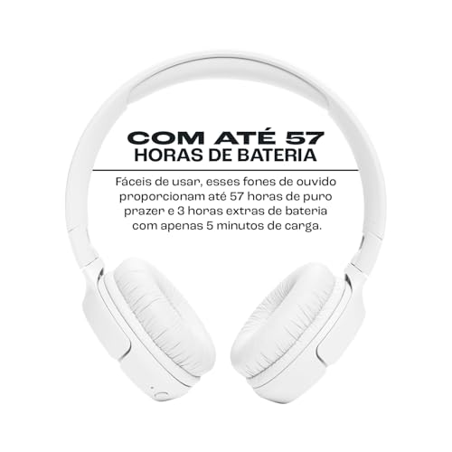 JBL, Fone de Ouvido On-ear, Headphone, Tune 520BT, Sem Fio - Branco - Imagem 2