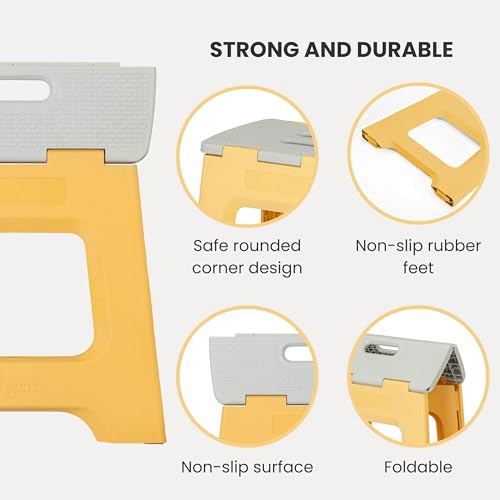 Image of Vigar Compact Folding Step Stool, 12-1 /2 in, Yellow