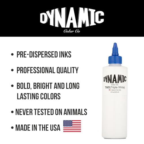 Dynamic Color Co- Triple White Tattoo Ink, Sterilized, Made in USA, 8 oz Bottle