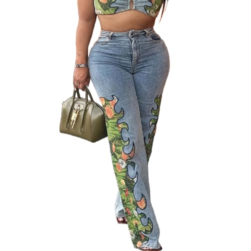 Women's Sexy Print Jeans Bodycon Straight Leg Denim Party Club Street Wear