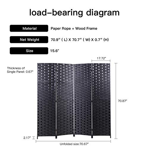 6ft Tall 4 Panel Room Separator Privacy Screen Room Dividers Folding Privacy Screens for Living Room Bedroom