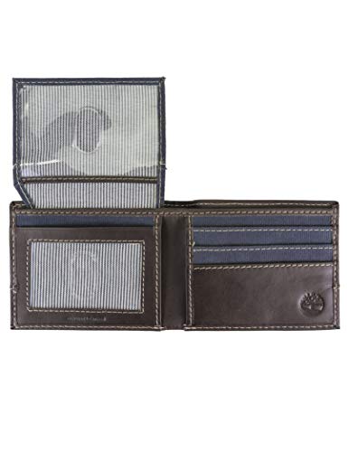 Timberland Men's Baseline Leather Canvas Wallet with Attached Flip Pocket3