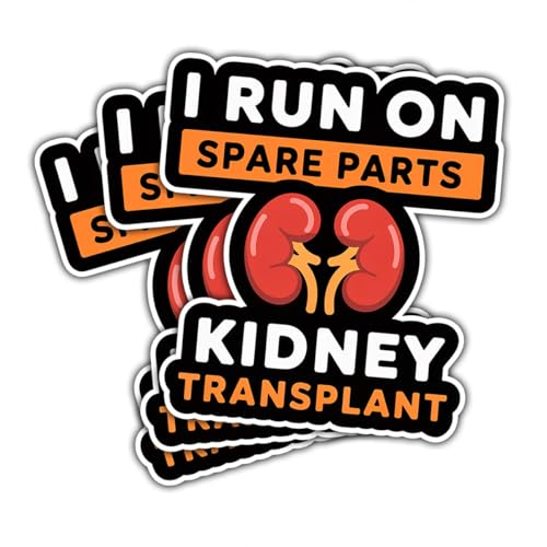 (3 Pcs) Funny Kidney Transplant Stickers – I Run on Spare Parts Organ Donation Awareness Vinyl Decals, Inspirational Medical Humor Gifts for Transplant Patients, Nurses & Healthcare Workers