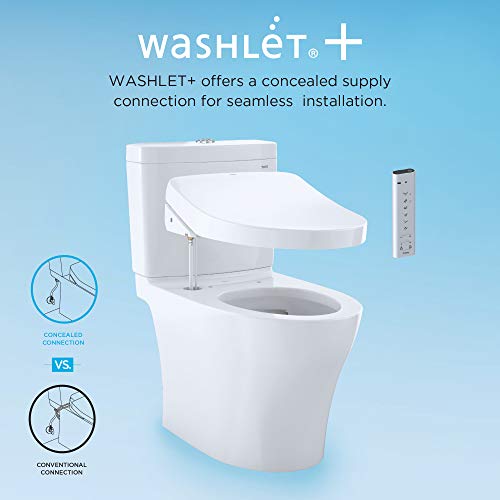 Toto® Washlet+® Ultramax® Ii One-Piece Elongated 1.28 Gpf Toilet And Washlet+® C5 Bidet Seat, Cotton White - Mw6043084Cefg#01 #TOP1