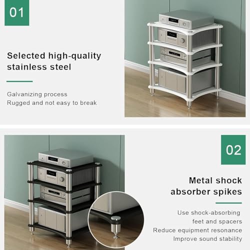 Meuble audio HiFi pour tourne-disque et amplificateur en MDF avec pieds absorbant les chocs, parfait pour l'organisation et la protection du matériel audio