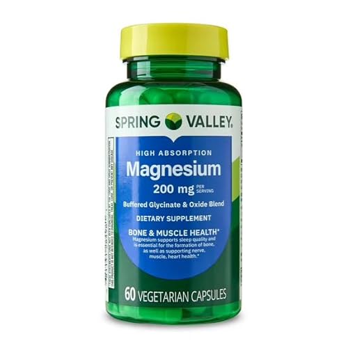 Spring Valley High Absorption Magnesium 200 mg, Sleep Support, 60 Capsules + 1 Mini Pill Container (Color Varies)