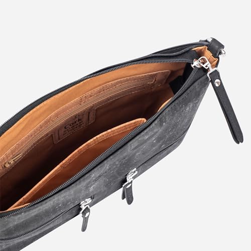 Cork Purse Crossbody Women Handbag from Portugal | Vegan Leather Natural Black Color3