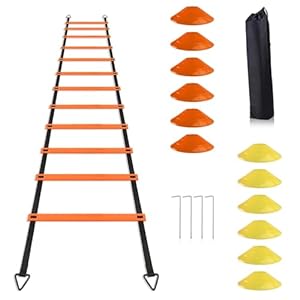 YHOTOGEA Agility Ladder Football Training Equipment Kids, Football Ladder Training with 4 Stakes for Youth, Speed Ladder, Workout Ladder, Exercise Ladder for Football, Rugby, Tennis, Basketball Practice