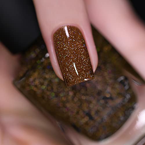 Image of ILNP Timber - Warm Walnut Brown Holographic Jelly Nail Polish