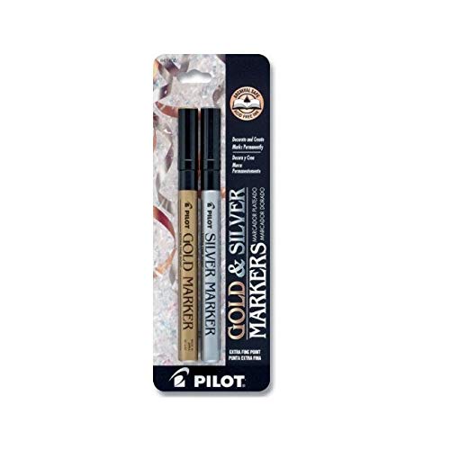 Pilot Metallic Permanent Paint Markers, 1 Each Gold & Silver, Extra Fine Point, Set Of 2 (41400) #TOP1