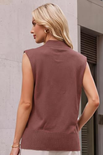 Image of Arach&Cloz Women's Wool Blend Mock Neck Sweaters Vest Business Casual Lightweight Trendy Tops Summer Outfits 2026