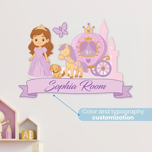 Vinilo decorativo princesa personalizado para pared rosa miniatura 2