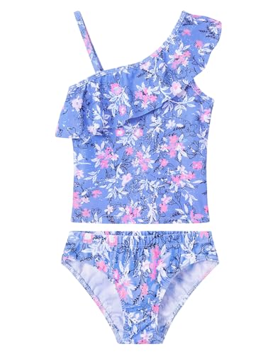 Image of Girls Tankini Swimsuit Two Piece Bathing Suit Colorful Toddler Kids Ruffle Swimwear Adjustable Strap Summer Beach