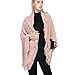 Produktbild GAOHONGMEI Damen Strick-Poncho mit Streifenmuster und Fransen, 80 x 100 cm, Pink