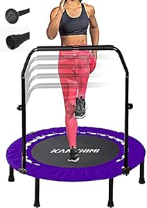 Kanchimi Faltbar Mini Fitness Indoor Exercise Workout Rebounder Sport Trampolin mit Griff (Violett, 40 inch（101.6 cm）)