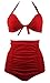 Cocoship Retro Red Elegant High Waisted Bikini Vintage Swimsuits Halter Bathing Suit XXXL(FBA)