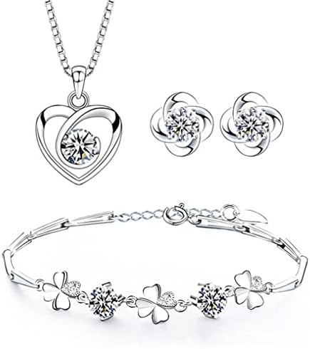 Silver Jewellery Sets for Women, 925 Sterling Silver Stud Earring...