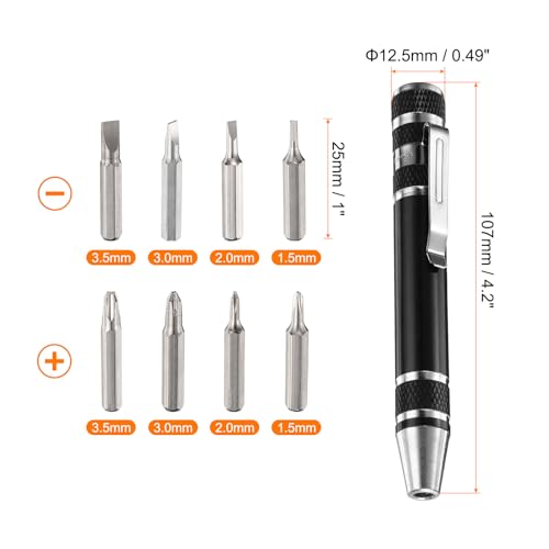 HARFINGTON Conjunto de 4 chaves de fenda 8 em 1 mini caneta de bolso CR-V multifuncional pequena cha