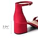 DREAM PAIRS Womens Low-Chunk Low Heel Pump Sandal,Size 7,Red/Suede,LOW-CHUNK