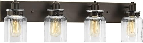 Miniatura 23 de Progress Lighting P300045-020 Calhoun Collection - Lámpara de tocador de baño de cristal transparente, 1 luz, bronce antiguo Bronce