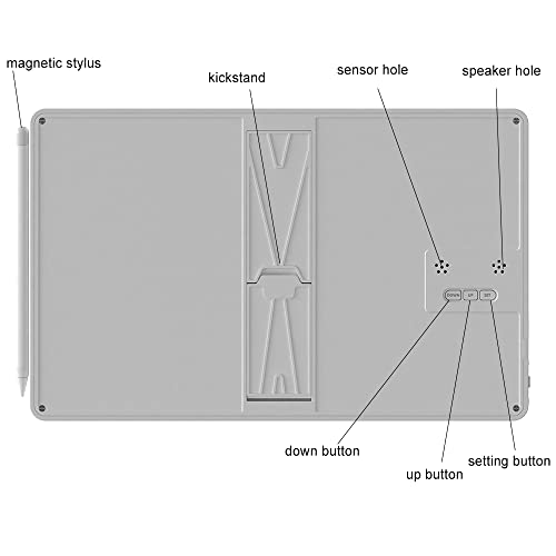 JSJGETYI Electronic Desktop Calendar Rechargeable Writing Notepad with Digital Clock Date Time Week Indoor Temperature Display 9.5inch Drawing Pad for Office Home Business(White) - Image 7