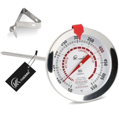 Image of Candy Thermometer with Pot Clip Deep Fry Oil Thermometer 12-Inch Probe