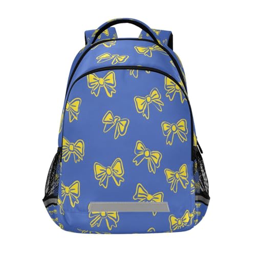 Mochila escolar para niñas bolsa de viaje azul juvenil mochila para libros adolescentes con lazos