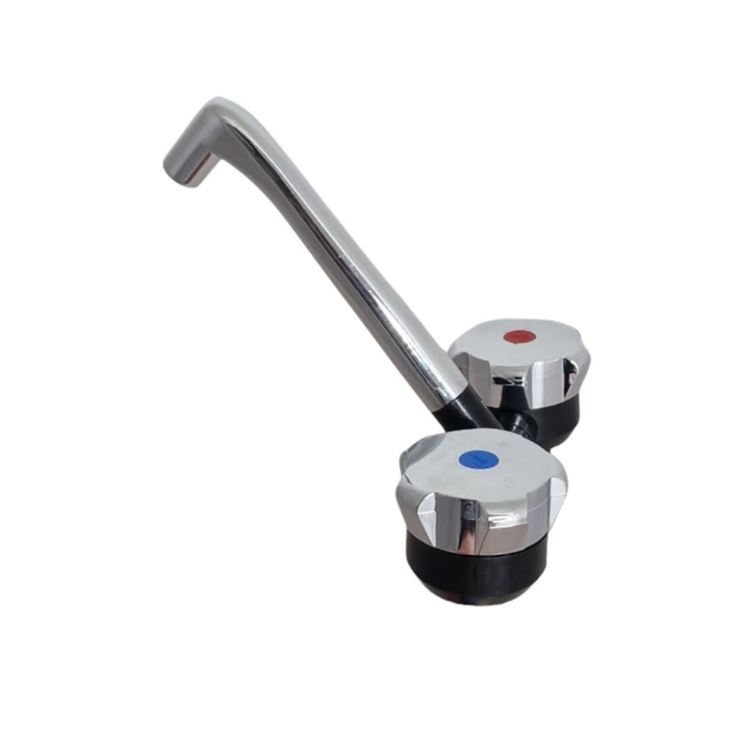 Rubinetto miscelatore cromato caldo e freddo con beccuccio pieghevole, 12 V, micro interruttore per camper, caravan, camper, barca