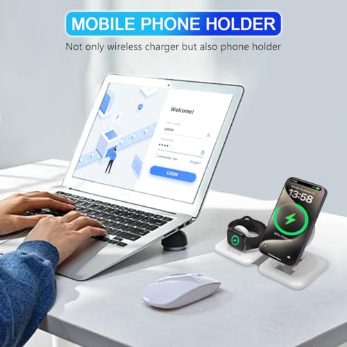 Image of zitronix Wireless Charger 4 in 1, 23W Foldable Magnetic Mag-safe Wireless Charger for iPhone 15 /14 /13 /12, Airpods, Apple Watch Series 9 /8 /7 /6 /5 /4 /3 /SE, Lightweight & Portable for Outings, Gifts-White